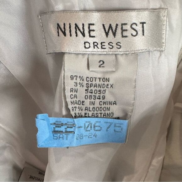 Nine West black and white petal leaf print corset top cotton dress size 2 - Picture 4 of 5